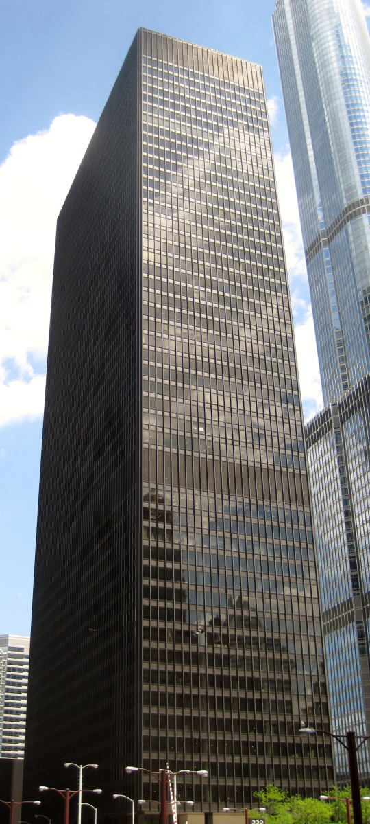 The IBM Building in Chicago (1973). It was Ludwig Mies van der Rohe's last American commission; construction didn't begin until after his death. A sculpture in the lobby by Marino Marini honors the architect. IBM left in 1996. The American Medical As