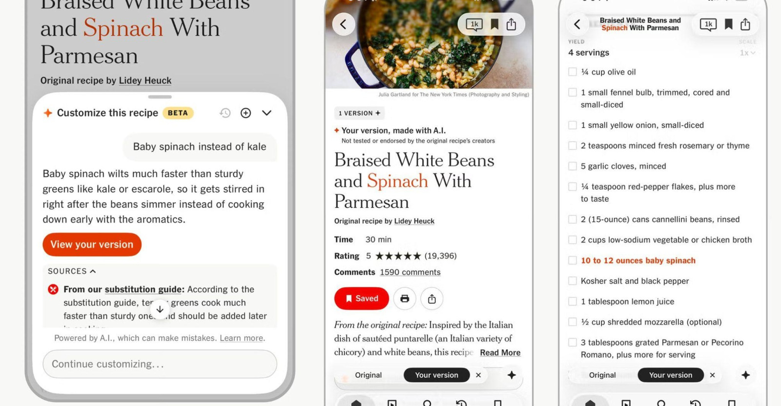 La aplicación NYT Cooking presenta personalización de recetas impulsada por IA